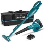 Makita CLX245SAX1 Cordless Combo Kit, 12 Volt, Leaf Blower Blue/Black, 2.0Ah Li-ion Battery, Cordless Vacuum Cleaner and Cordless Blower
