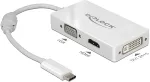 DeLOCK Adapter USB Type-C&trade; Stecker > VGA / HDMI / DVI Buchse wei&szlig;