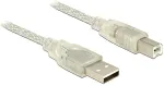 DeLOCK USB Kabel A -> B St/St 5.00m transparent