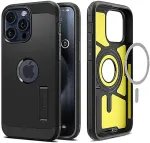 Spigen Kaitse&uuml;mbris Tough Armor (MagFit), Apple iPhone 15 Pro Max, must, tugijalaga, MagSafe,