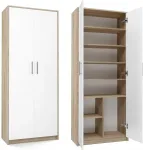 TOP E SHOP Filing cabinet OLIV 2D 74x35x180 cm, Sonoma/White