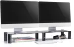 Maclean Dual Monitor Stand - Double , max. 20kg, tempered glass, (1029x285x127mm), MC-936