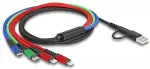 DELOCK USB Ladekabel 4 in 1 USB Typ-A + USB-C&trade; zu 2 x Lightning&trade; / Micro USB / USB Type-C&trade; 1,20 m