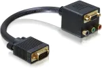 DELOCK Adapter VGA male to VGA + 3x Cinch female 0.2 m VGA (D-Sub) VGA (D-Sub) + 3 x RCA Black