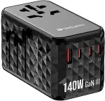 VERBATIM UTA-10 140W GaN III Universal Travel Adapter with 2 x USB-C PD 3.1 & QC 4+, 1 x USB-C PD 3.0 & 1 x USB-A QC 3.0 ports
