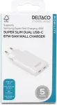 DELTACO USB-C seinalaadija 67 W, 2x USB-C PD, &otilde;huke, kokku 67 W, valge