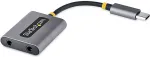 StarTech.com Startech USB-C Headphone Splitter, USB Type C Dual Headset Adapter w/Microphone Input, USB C to 3.5mm Adapter/Earphone Dongle, USB C to Audio Jack/Aux Output - Mic and Headset Controls, Built-in 24-bit DAC (USBC-AUDIO-SPLITTER) Lydsplitt ...