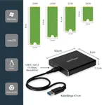 StarTech.com Dual M.2 Festplattengeh&auml;use - RAID - M.2 NGFF SATA SSD Geh&auml;use - USB 3.1 - USB C / USB A Festplattengeh&auml;use - Aluminium - Flash-Speicher-Array - 2 Sch&auml;chte - USB 3.1 (extern)