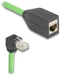 DELOCK RJ45 Netzwerk Verl&auml;ngerungskabel Cat.6A Stecker unten gewinkelt zu Buchse SF/UTP schleppkettentauglich PUR (TPU) 5 m gr&uuml;n