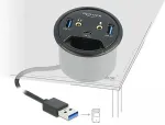 DELOCK 3 Port Tisch-Hub 1x USB Type-C und 2x USB Typ-A + HD-Audio Ports
