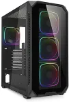 Korpus SHARKOON AK5G RGB Black Panoramic Dual Tempered Glass 4x 120mm ARGB PWM Fans USB-C BTF ATX Gaming PC Case