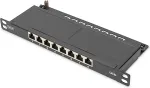 Digitus CAT 6A, Class EA Slim Patch Panel, 8 Port (black, 0.5 U, shielded)