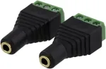 DELTACO 3-pin Terminal block to 3,5mm, 2-Pack, Screw fix, 3,5mm female black / TBL-1008