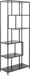 Home4you Riiul SEAFORD 77x35xH185cm, 5x, riiulid: must saare melamiin, raam: must metall