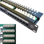 DATACOM Patch panel 24x RJ-45, Cat5e UTP, 19" with tie-down, top notch