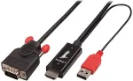 Lindy HDMI an VGA Kabel mit USB Typ A f&uuml;r Strom 1080p 2m