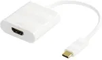 DELTACO USB 3.1 to HDMI adapter, USB Type C male - HDMI 19 pin female, 4K, UltraHD, white USBC-HDMI1