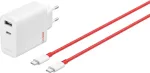 OnePlus 80W Dual Ports SUPERVOOC Adapter Type-C + Type-A with USB-C Cable - White