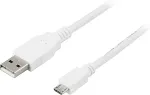 DELTACO USB 2.0 t&uuml;&uuml;p A Micro-B USB jaoks, 5-pin, 1m, valge
