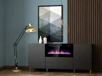 Cama MEBLE PAFOS chest of drawers with electric fireplace 180x42x82 cm matte black