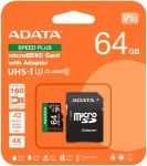M&auml;lukaart Adata MEMORY MICRO SDXC 64GB UHS-I/UD64GUI3V30A2SP-RA1