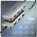 AXAGON HMC-CUB83X2 USB-C 10Gbps DUAL 4K DISPLAY 7in1 hub