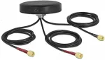 DELOCK LTE MIMO Dualband WLAN 802.11 ac/ax/a/h/b/g/n Antenne 3 x SMA Stecker RG-174 1 m Schraubmontage outdoor schwarz