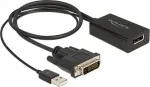 DELOCK Adapter DVI Stecker zu DisplayPort 1.2 Buchse schwarz 4K mit HDR Funktion 50cm