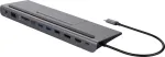 DELTACO USB-C dokkimisjaam VGA/DP/HDMI/SD/RJ45/3.5, PD 3.0, sp.grey