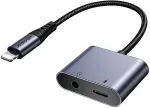 Joyroom adapter DAC 2-&uuml;hes Lightning Lightning/3,5 mm mini-jack, 2,4A, 0,12m, Black (SY-L01)