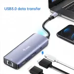 Equip Adapter USB-C->2xHDMI/RJ45/2xUSB-A/USB-C3.2 St/Bu grau