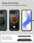 SPIGEN Kaitse&uuml;mbris Tough Armor (MagFit), Google Pixel 10a, tumeroheline, tugijalaga, Qi2/MagSafe &uuml;hilduv,