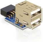 Emaplaat DELOCK USB Pinheader blue > 2x USB 2.0 blue