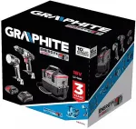 Graphite cordless tool set drill/driver, flashlight, bag, Energy+ 18V battery and charger