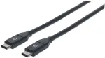 Manhattan - USB-Kabel - USB-C (M) bis USB-C (M) - USB 3,1 Gen 2 - 50cm - geformt - Schwarz (354899)