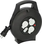 Brennenstuhl Vario-Line cable box indoor mini cable drum, 3-way with USB (black, 10 meters, USB-A)