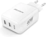 ALIGATOR Smart mains charger Power Delivery 40W, 2xUSB-C, USB-C cable for iPhone/iPad, white