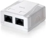 Equip Aufputzdose Cat6 2-Port 2x RJ45 UTP Prem. RAL 9010 ws Polybeutel