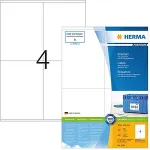 Herma Premium - Permanent selbstklebende, matte laminierte Papieretiketten - wei&szlig; - 144 x 105 mm - 400 Etikett(en) (100 Bogen x 4) (4454)