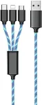 2GO USB 3in1 LED-Ladekabel USB-A/Micro-USB/Ligntn. 100cm bl