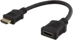 DELTACO Flexible HDMI adapter, 0,2m, HDMI M/F, UHD / HDMI-21F