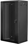 LANBERG | Rack cabinet 19" wall-mount 22U/600x450 (flat pack) with glass door | WF01-6422-10B | Black
