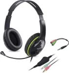 Genius Headphones with microphone HS-400A green + adapter