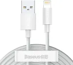 BASEUS Lightning Simple Wisdom kaabel (2 tk komplektis) 2.4A 1.5m White (TZCALZJ-02)