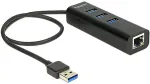 DELOCK USB 3.0 Hub 3 Port + 1 Port Gigabit LAN 10/100/1000 Mb/s - Hub - 3 Anschl&uuml;sse