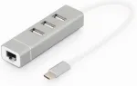 V&otilde;rgukaart Digitus | USB Type-C 3-Port Hub + Fast Ethernet LAN Adapter | DA-70253