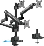 Maclean MC-811 Monitor Bracket Desk Mount Holder For 3 LCD LED Monitors USB 17" - 27" 3 x 7kg VESA