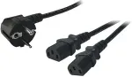 LOGILINK Y-Stromkabel, 1 x Schuko - 2 x Kaltger&auml;tekupplung Kabell&auml;nge: 1,5 m (1,2 m + 0,3 m), Farbe: schwarz (CP101)