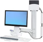 Monitor Ergotron StyleView Sit-Stand Combo System with Small CPU Holder - Befestigungskit (Griff, Gelenkarm, CPU-Halter, Maushalterung, 2 Kabelkan&auml;le, Handgelenkkissen, Wandschiene, Tastatur-Tablett, wall CPU mount, adjustable arm) f&uuml;r LCD-Anzeige/Ta ...