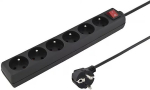 PREMIUMCORD Extension cord 230V 3m 6 sockets, off, black